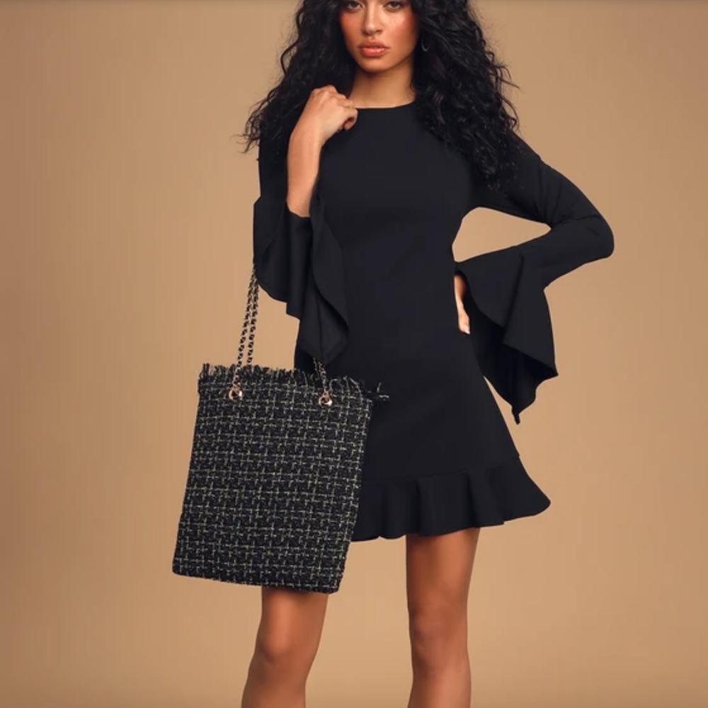 NWT Lulu's Long Sleeve Ruffled Mini Dress